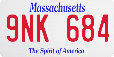 MA license plate 9NK684