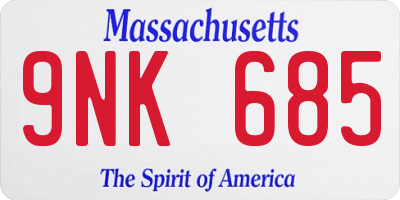MA license plate 9NK685