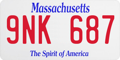 MA license plate 9NK687