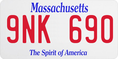 MA license plate 9NK690