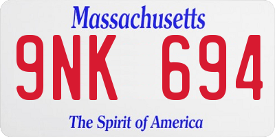 MA license plate 9NK694