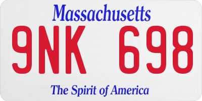 MA license plate 9NK698