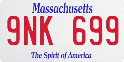 MA license plate 9NK699