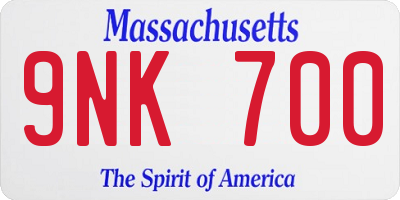 MA license plate 9NK700