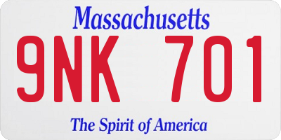 MA license plate 9NK701