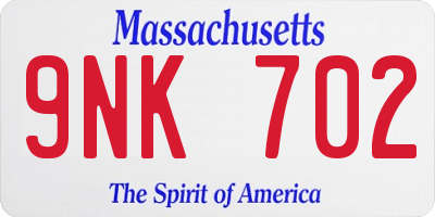 MA license plate 9NK702