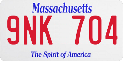 MA license plate 9NK704