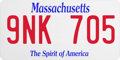 MA license plate 9NK705