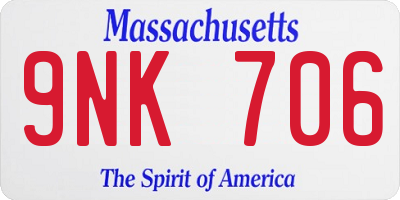 MA license plate 9NK706