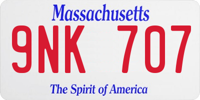 MA license plate 9NK707