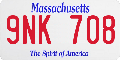 MA license plate 9NK708