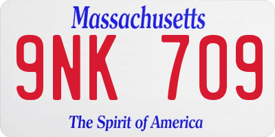 MA license plate 9NK709