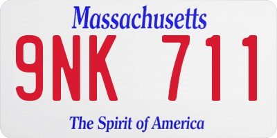 MA license plate 9NK711
