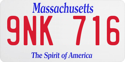 MA license plate 9NK716