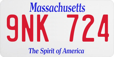 MA license plate 9NK724