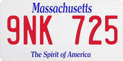 MA license plate 9NK725