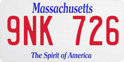 MA license plate 9NK726