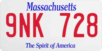MA license plate 9NK728