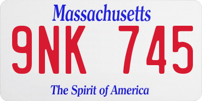 MA license plate 9NK745