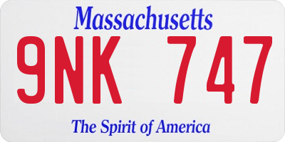 MA license plate 9NK747