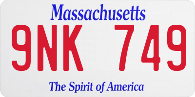 MA license plate 9NK749