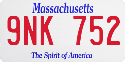 MA license plate 9NK752
