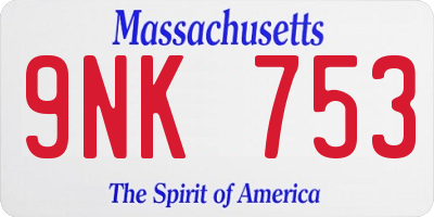 MA license plate 9NK753
