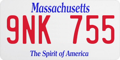 MA license plate 9NK755