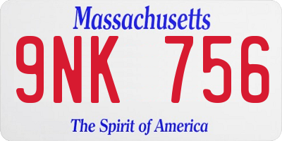 MA license plate 9NK756