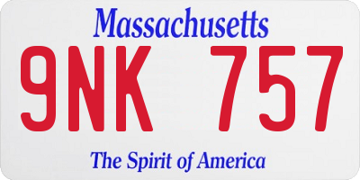 MA license plate 9NK757