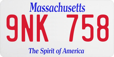 MA license plate 9NK758