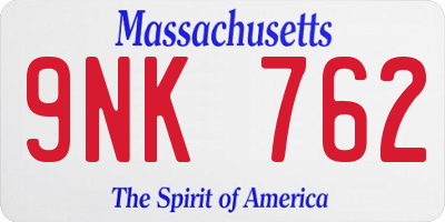 MA license plate 9NK762