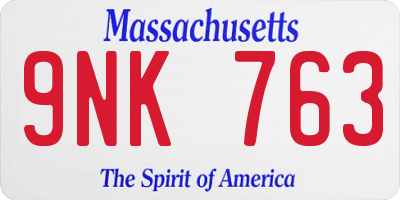 MA license plate 9NK763