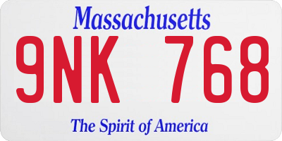 MA license plate 9NK768
