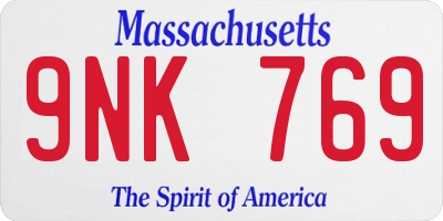 MA license plate 9NK769