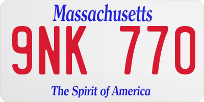 MA license plate 9NK770