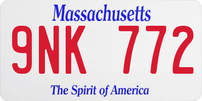 MA license plate 9NK772