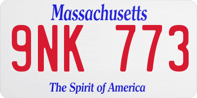 MA license plate 9NK773