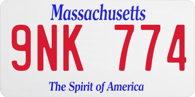 MA license plate 9NK774