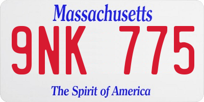 MA license plate 9NK775