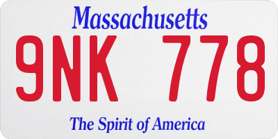 MA license plate 9NK778