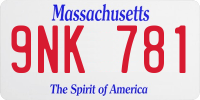 MA license plate 9NK781