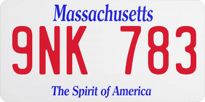 MA license plate 9NK783