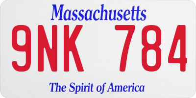 MA license plate 9NK784
