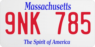 MA license plate 9NK785