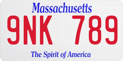 MA license plate 9NK789