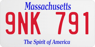 MA license plate 9NK791