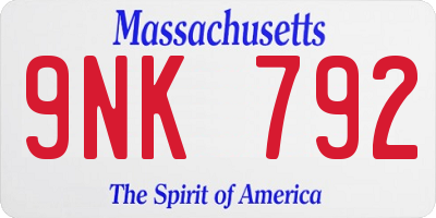 MA license plate 9NK792