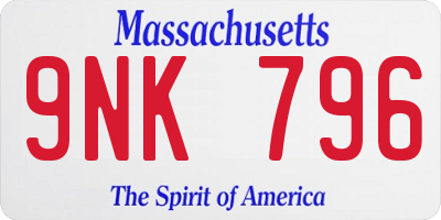 MA license plate 9NK796