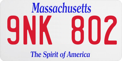 MA license plate 9NK802